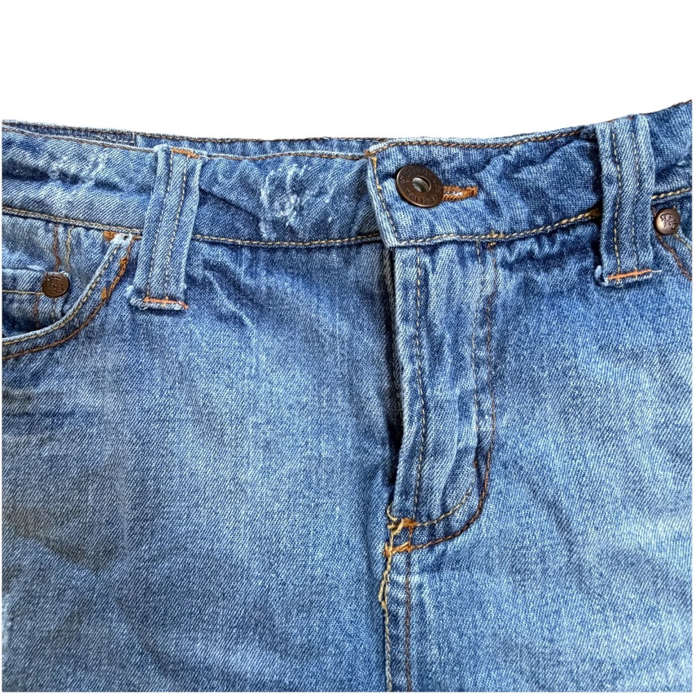 Vintage Y2K Women's Micro Mini Cut Off Raw Hem Distressed Denim Skirt Size 7 - Picture 3 of 8